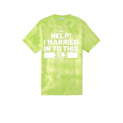 HELP! I MARRIED INTO THIS 26.2 (White) - Short Sleeve Tie Dye Cotton Tee