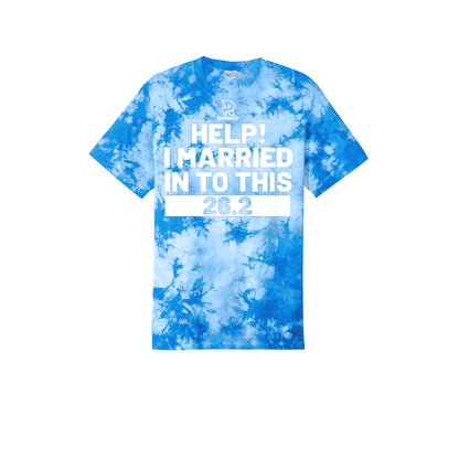 HELP! I MARRIED INTO THIS 26.2 (White) - Short Sleeve Tie Dye Cotton Tee