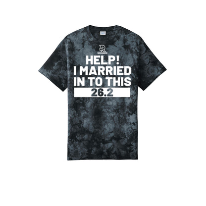 HELP! I MARRIED INTO THIS 26.2 (White) - Short Sleeve Tie Dye Cotton Tee