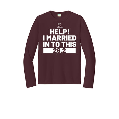 HELP! I MARRIED INTO THIS 26.2 (White) - Long Sleeve Performance Tee