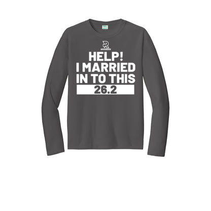 HELP! I MARRIED INTO THIS 26.2 (White) - Long Sleeve Performance Tee