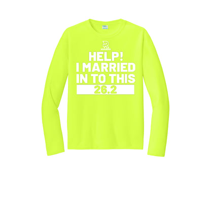 HELP! I MARRIED INTO THIS 26.2 (White) - Long Sleeve Performance Tee