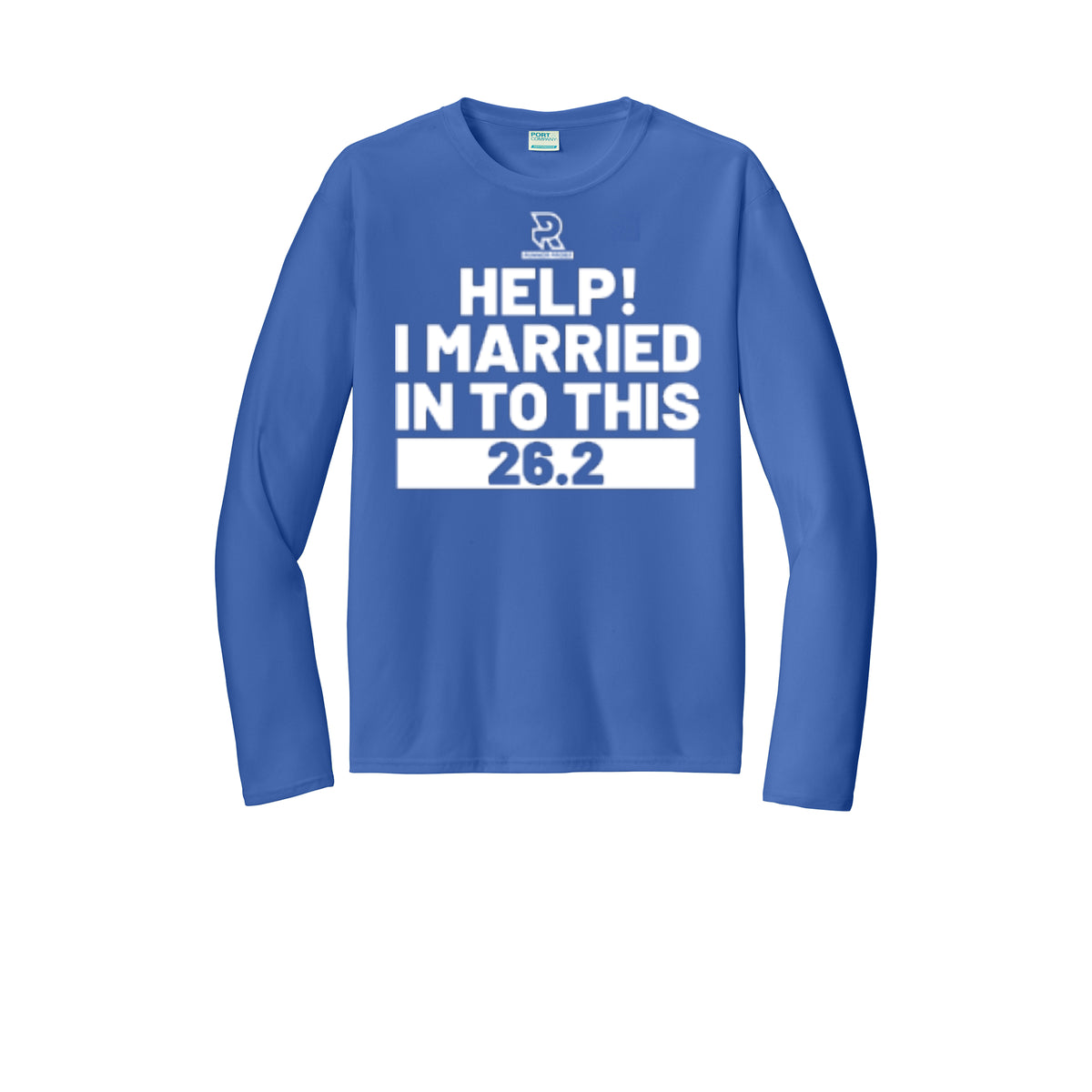 HELP! I MARRIED INTO THIS 26.2 (White) - Long Sleeve Performance Tee