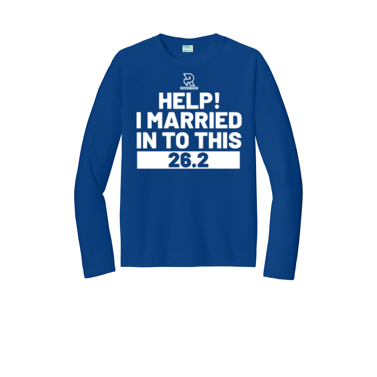 HELP! I MARRIED INTO THIS 26.2 (White) - Long Sleeve Performance Tee