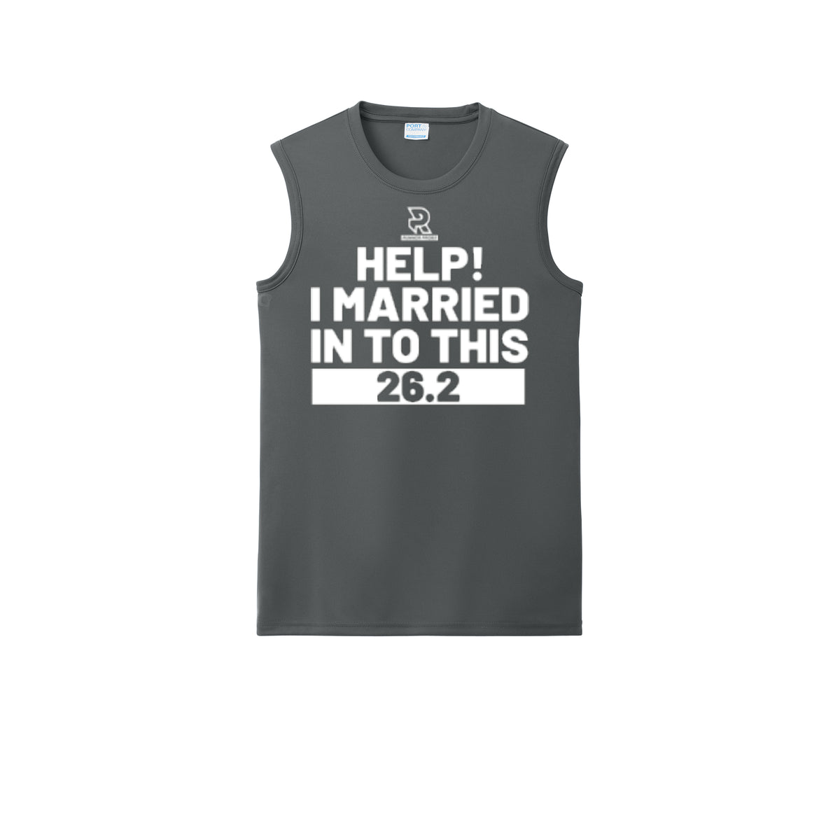 HELP! I MARRIED INTO THIS 26.2 (White) - Sleeveless Performance Tee