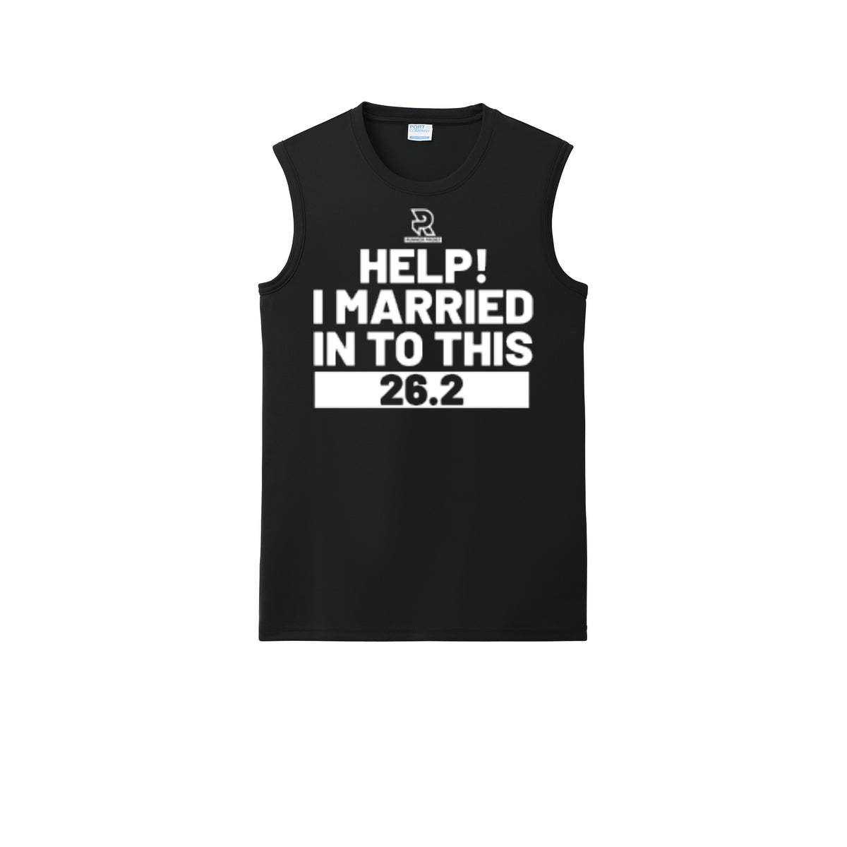 HELP! I MARRIED INTO THIS 26.2 (White) - Sleeveless Performance Tee