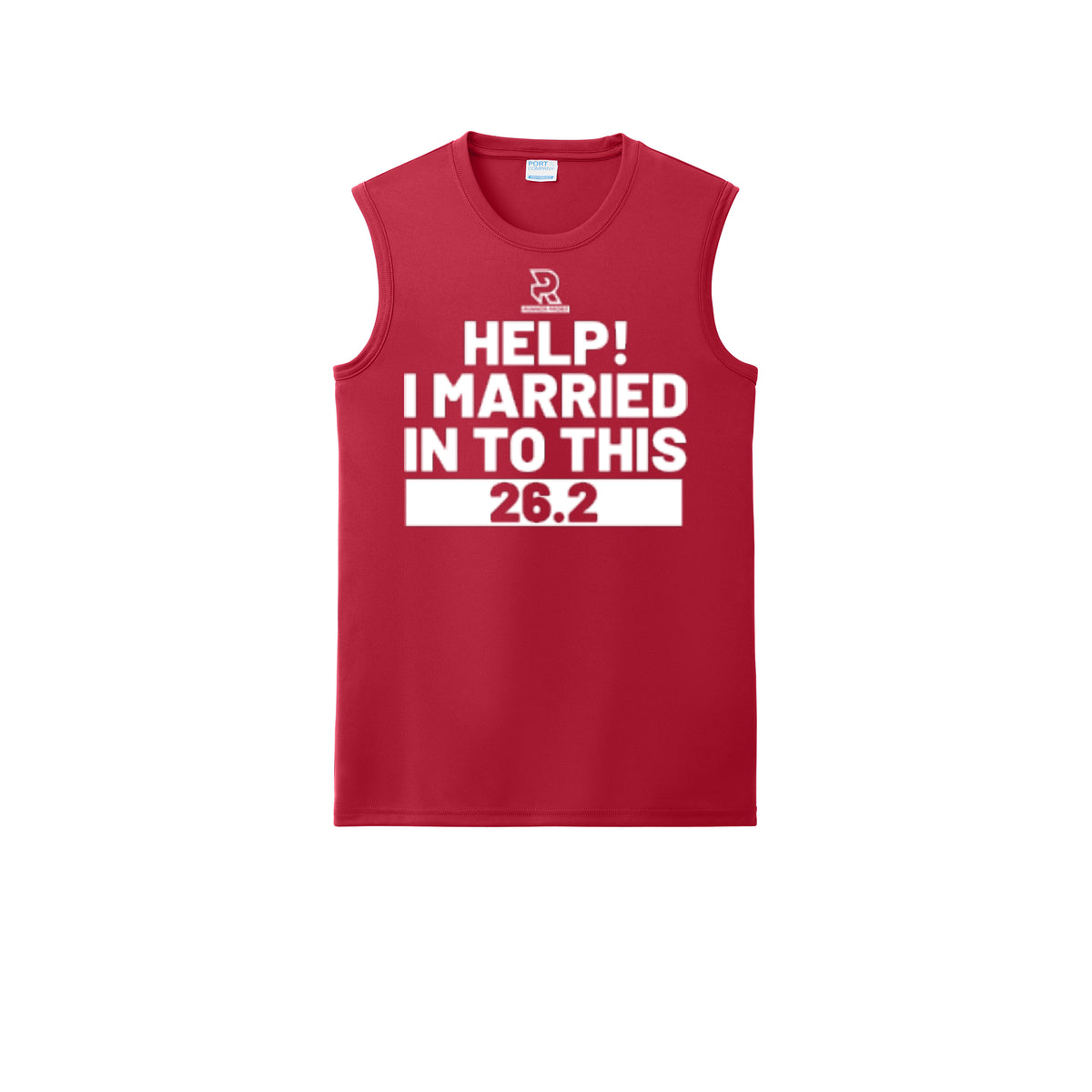 HELP! I MARRIED INTO THIS 26.2 (White) - Sleeveless Performance Tee