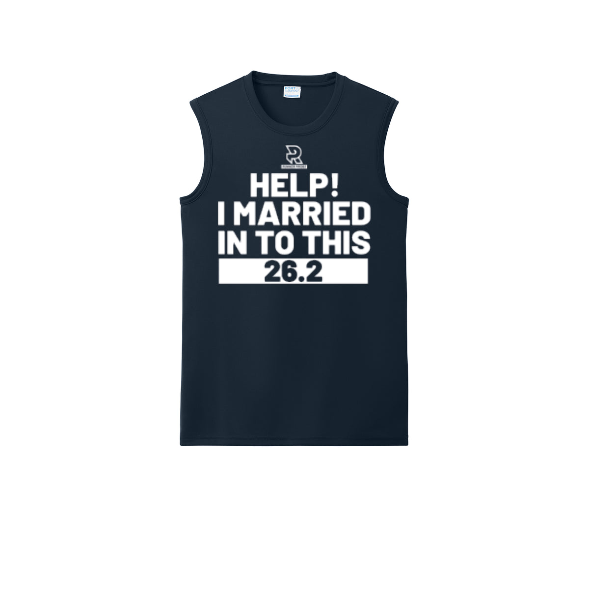 HELP! I MARRIED INTO THIS 26.2 (White) - Sleeveless Performance Tee