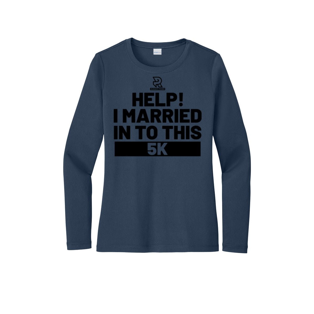 HELP! I MARRIED INTO THIS 5K (Black) - Womens Pro Long Sleeve Performance Tee