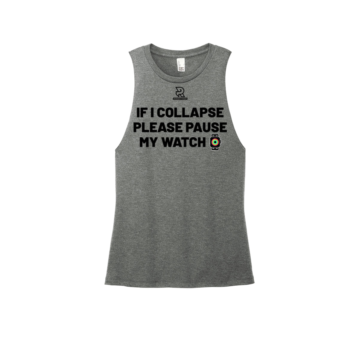 IF I COLLAPSE PLEASE PAUSE MY WATCH (Black) - Womens Perfect Tri Muscle Tank