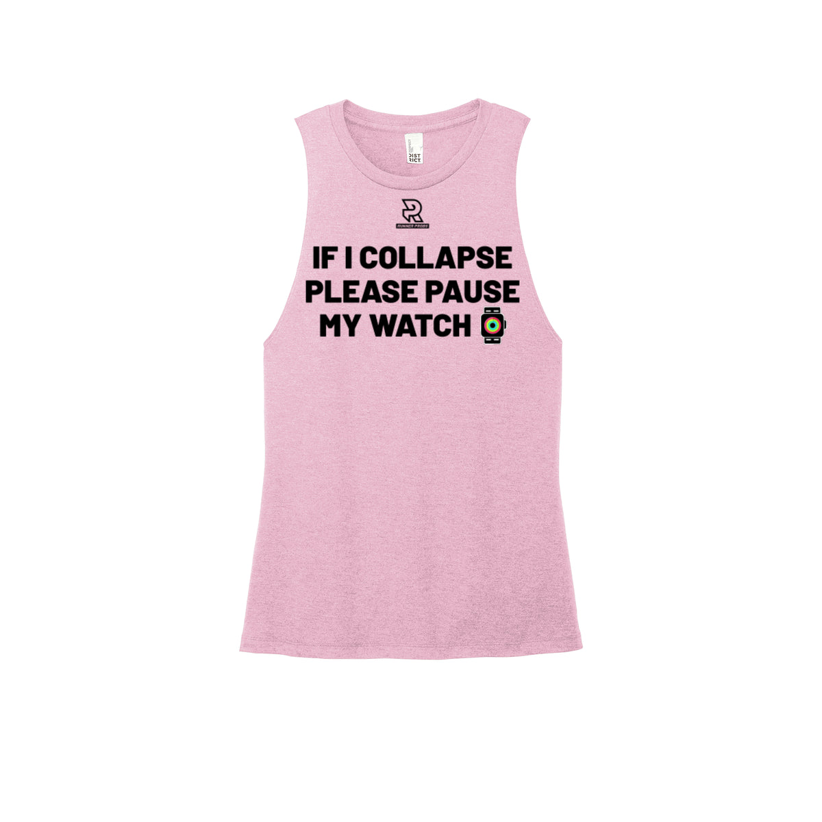 IF I COLLAPSE PLEASE PAUSE MY WATCH (Black) - Womens Perfect Tri Muscle Tank