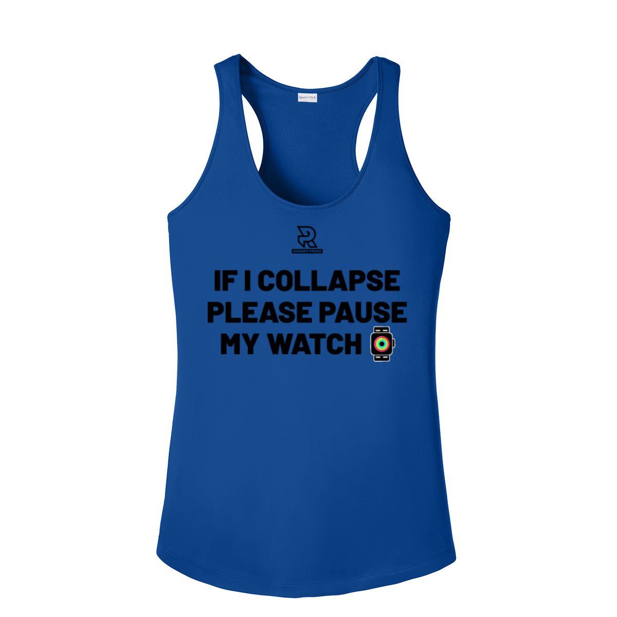 IF I COLLAPSE PLEASE PAUSE MY WATCH (Black) - Womens Competitor Racerback Tank