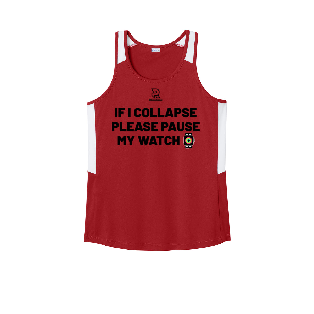 IF I COLLAPSE PLEASE PAUSE MY WATCH (Black) - Womens Club Track Tank
