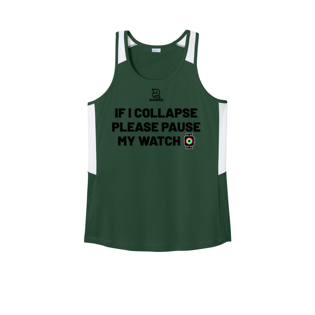 IF I COLLAPSE PLEASE PAUSE MY WATCH (Black) - Womens Club Track Tank