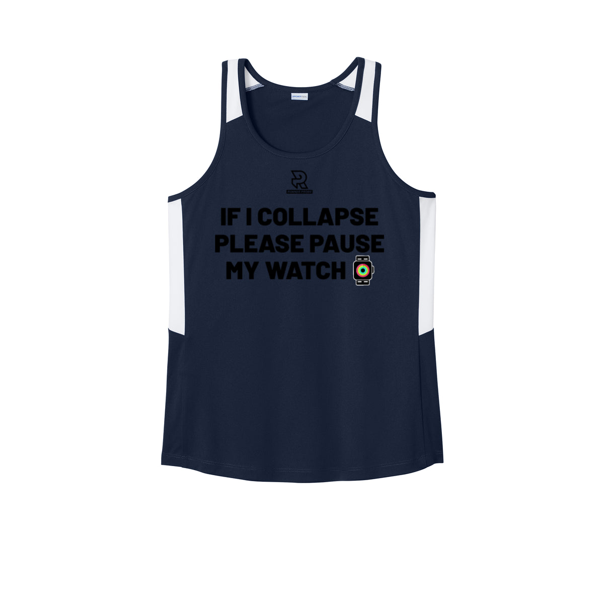 IF I COLLAPSE PLEASE PAUSE MY WATCH (Black) - Womens Club Track Tank