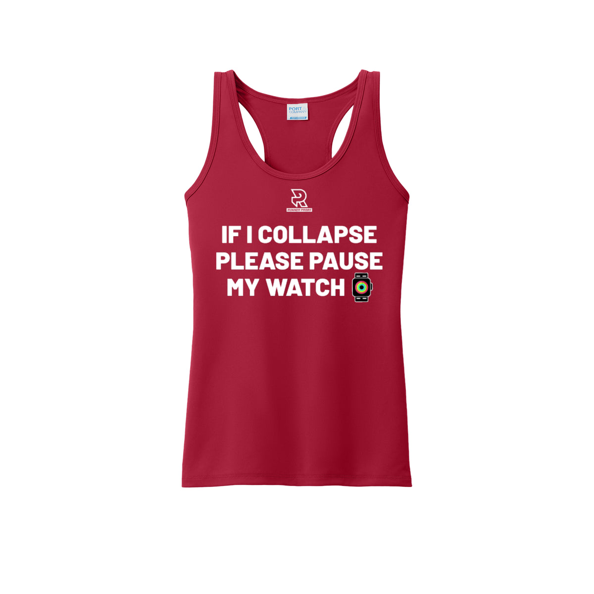 IF I COLLAPSE PLEASE PAUSE MY WATCH (White) - Womens Performance Tank