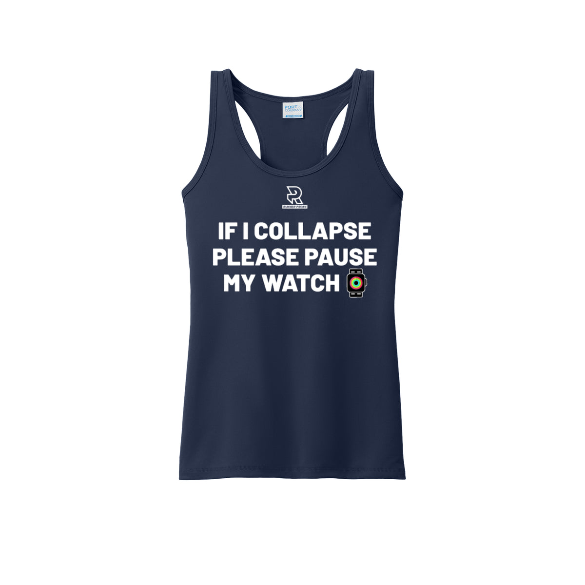 IF I COLLAPSE PLEASE PAUSE MY WATCH (White) - Womens Performance Tank