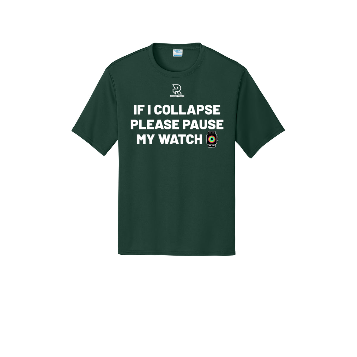 IF I COLLAPSE PLEASE PAUSE MY WATCH (White) - Short Sleeve Performance Tee
