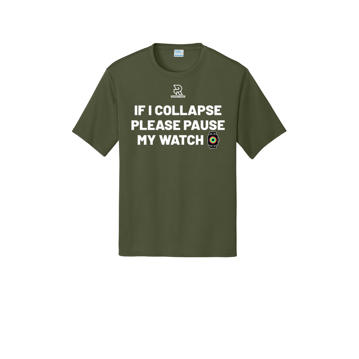 IF I COLLAPSE PLEASE PAUSE MY WATCH (White) - Short Sleeve Performance Tee