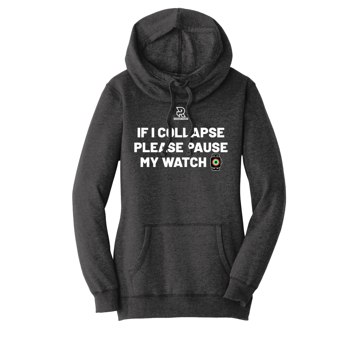 IF I COLLAPSE PLEASE PAUSE MY WATCH (White) - Womens Lightweight Fleece Hoodie