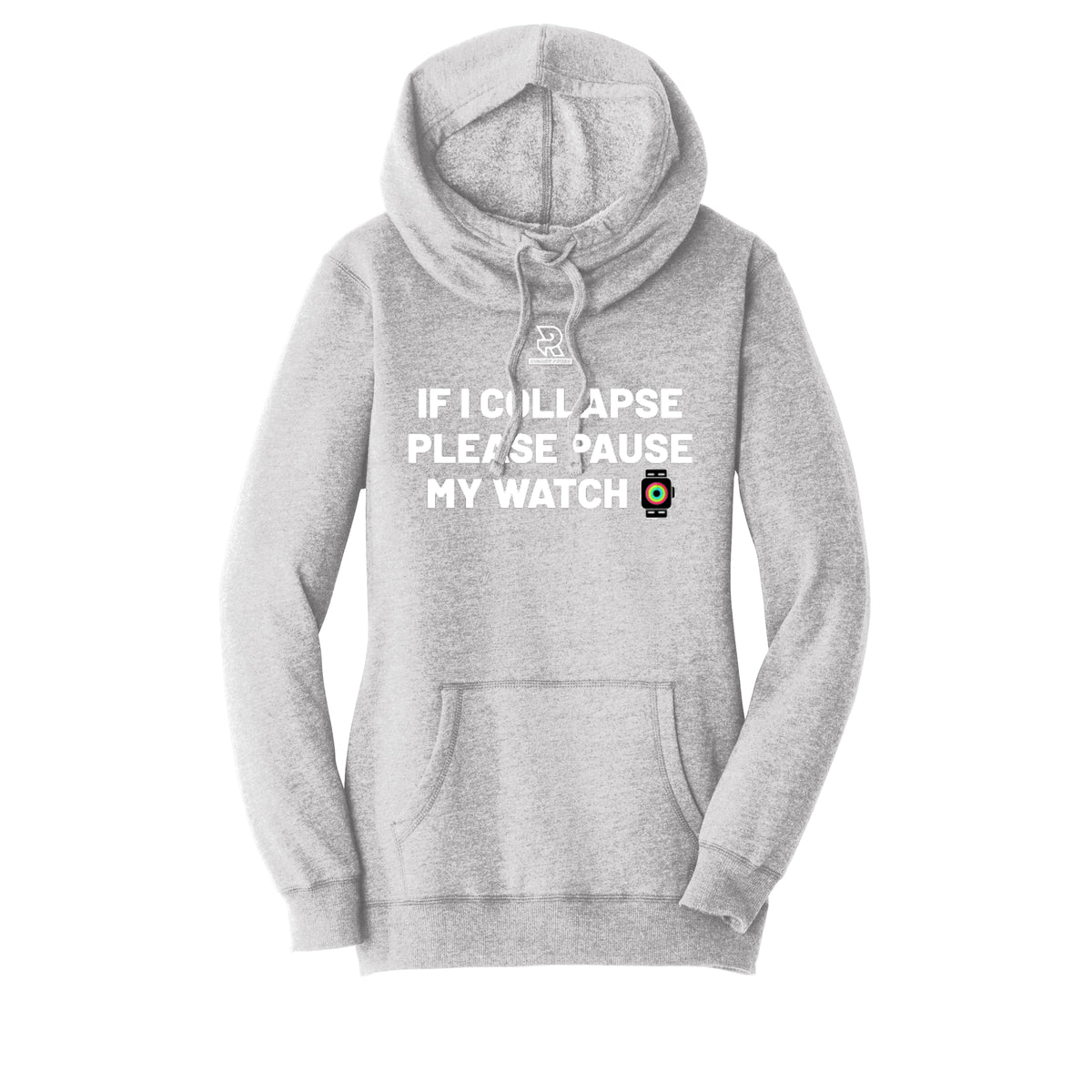 IF I COLLAPSE PLEASE PAUSE MY WATCH (White) - Womens Lightweight Fleece Hoodie