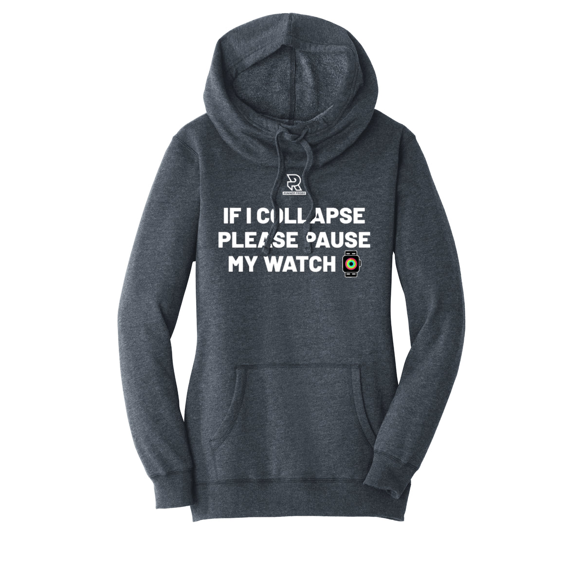 IF I COLLAPSE PLEASE PAUSE MY WATCH (White) - Womens Lightweight Fleece Hoodie