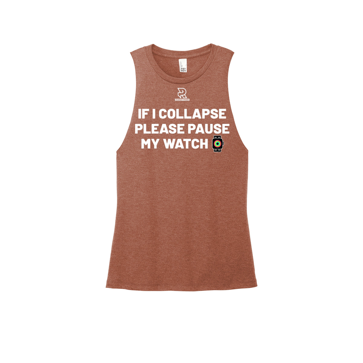 IF I COLLAPSE PLEASE PAUSE MY WATCH (White) - Womens Perfect Tri Muscle Tank