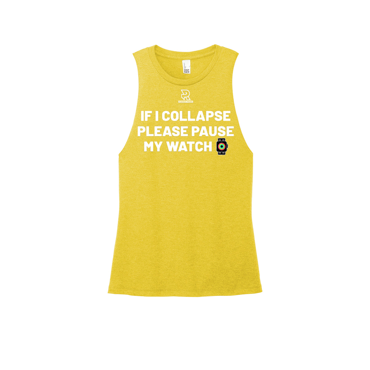 IF I COLLAPSE PLEASE PAUSE MY WATCH (White) - Womens Perfect Tri Muscle Tank