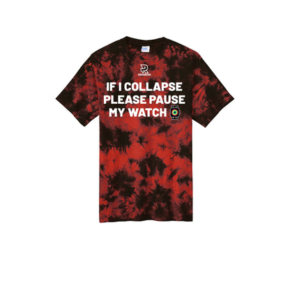 IF I COLLAPSE PLEASE PAUSE MY WATCH (White) - Short Sleeve Tie Dye Cotton Tee