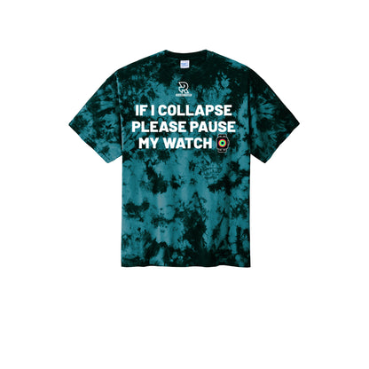 IF I COLLAPSE PLEASE PAUSE MY WATCH (White) - Short Sleeve Tie Dye Cotton Tee