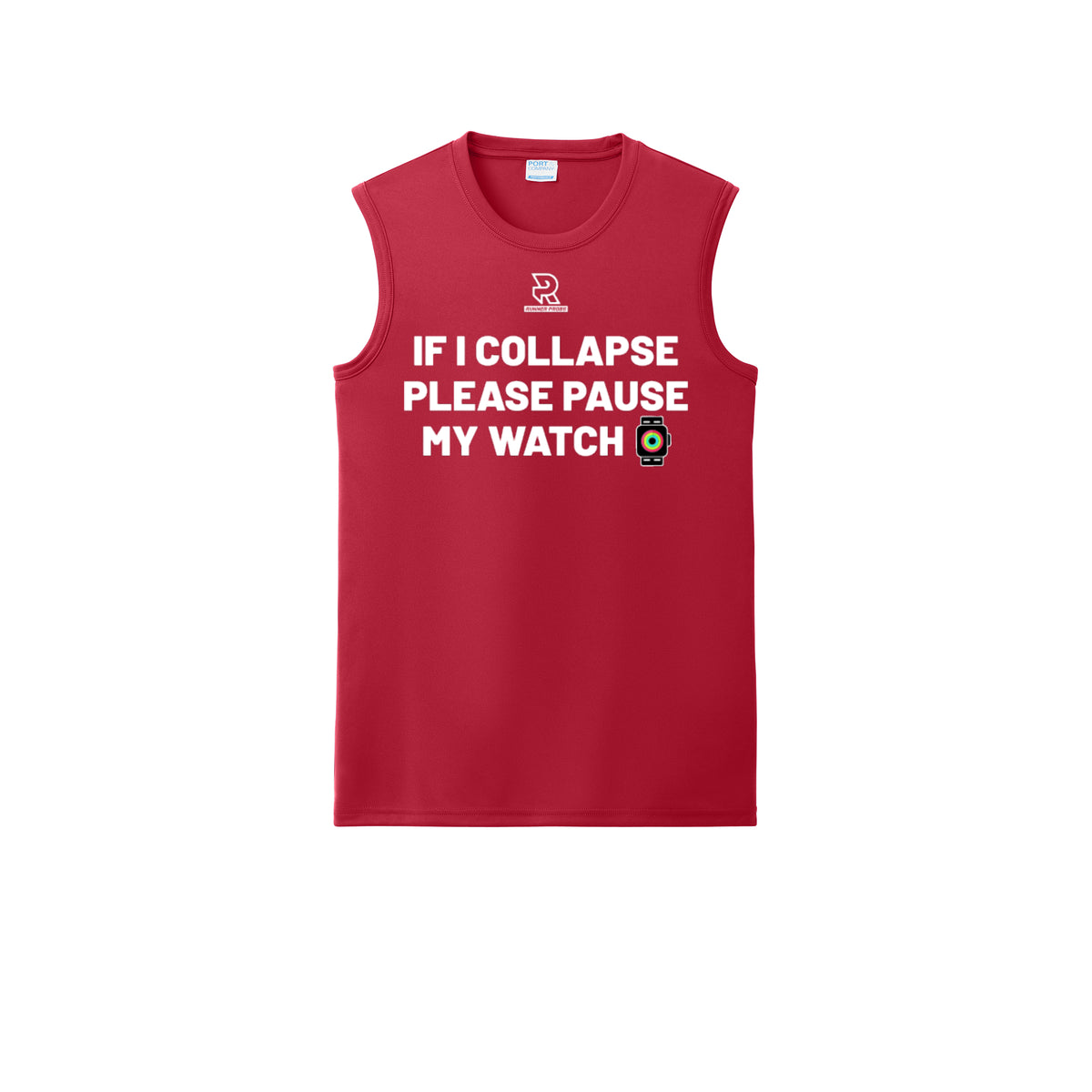IF I COLLAPSE PLEASE PAUSE MY WATCH (White) - Sleeveless Performance Tee