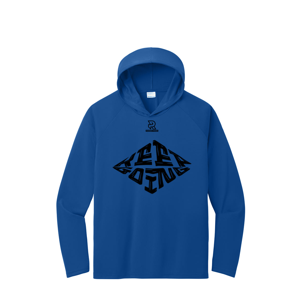 KEEP GOING (Black) - Long Sleeve Hooded Performance Tee