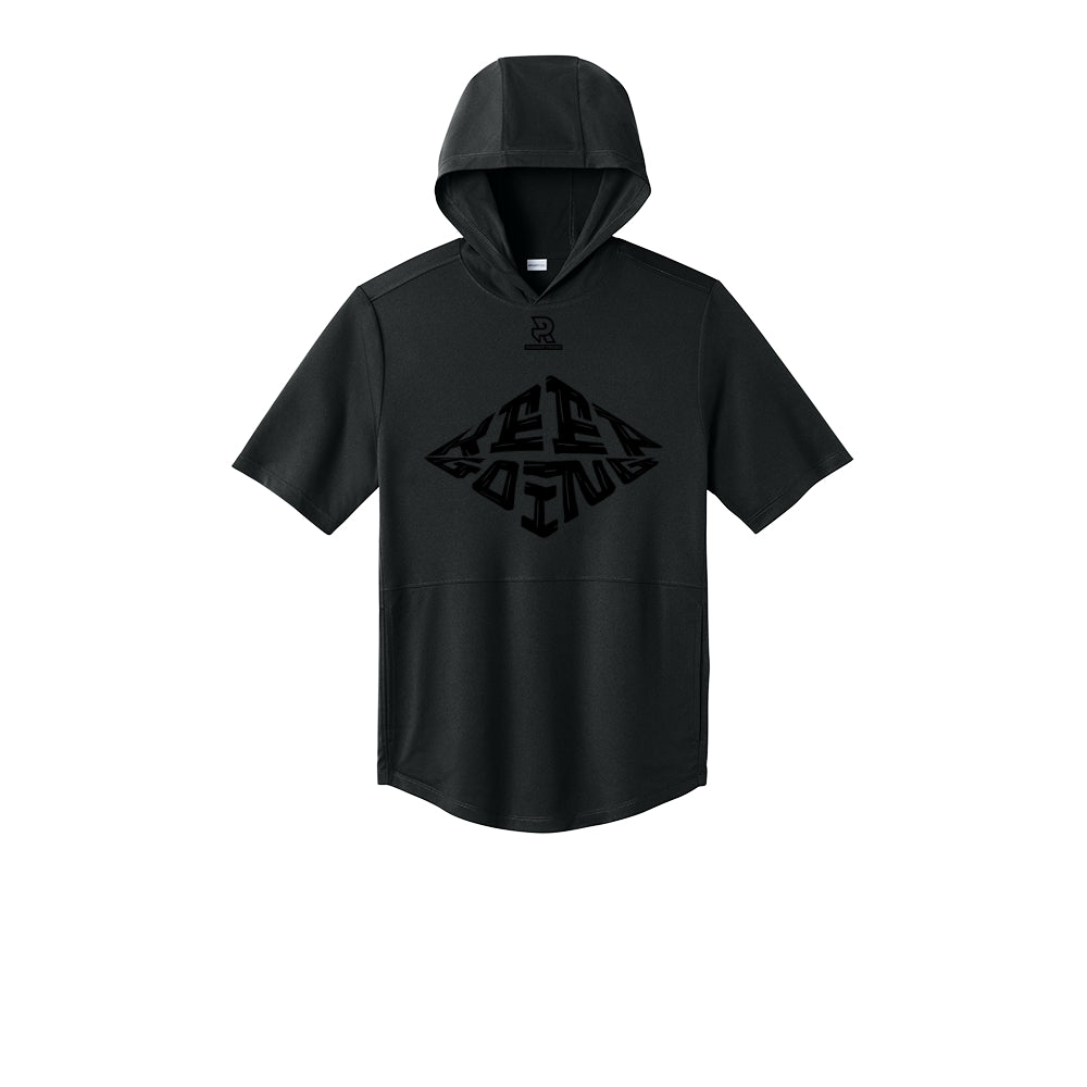 KEEP GOING (Black) - Short Sleeve Performance Hoodie