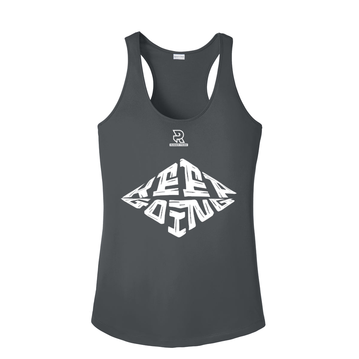 KEEP GOING (White) - Womens Competitor Racerback Tank