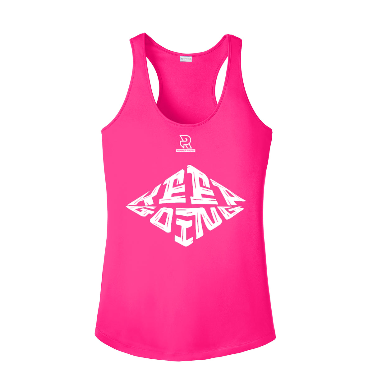KEEP GOING (White) - Womens Competitor Racerback Tank