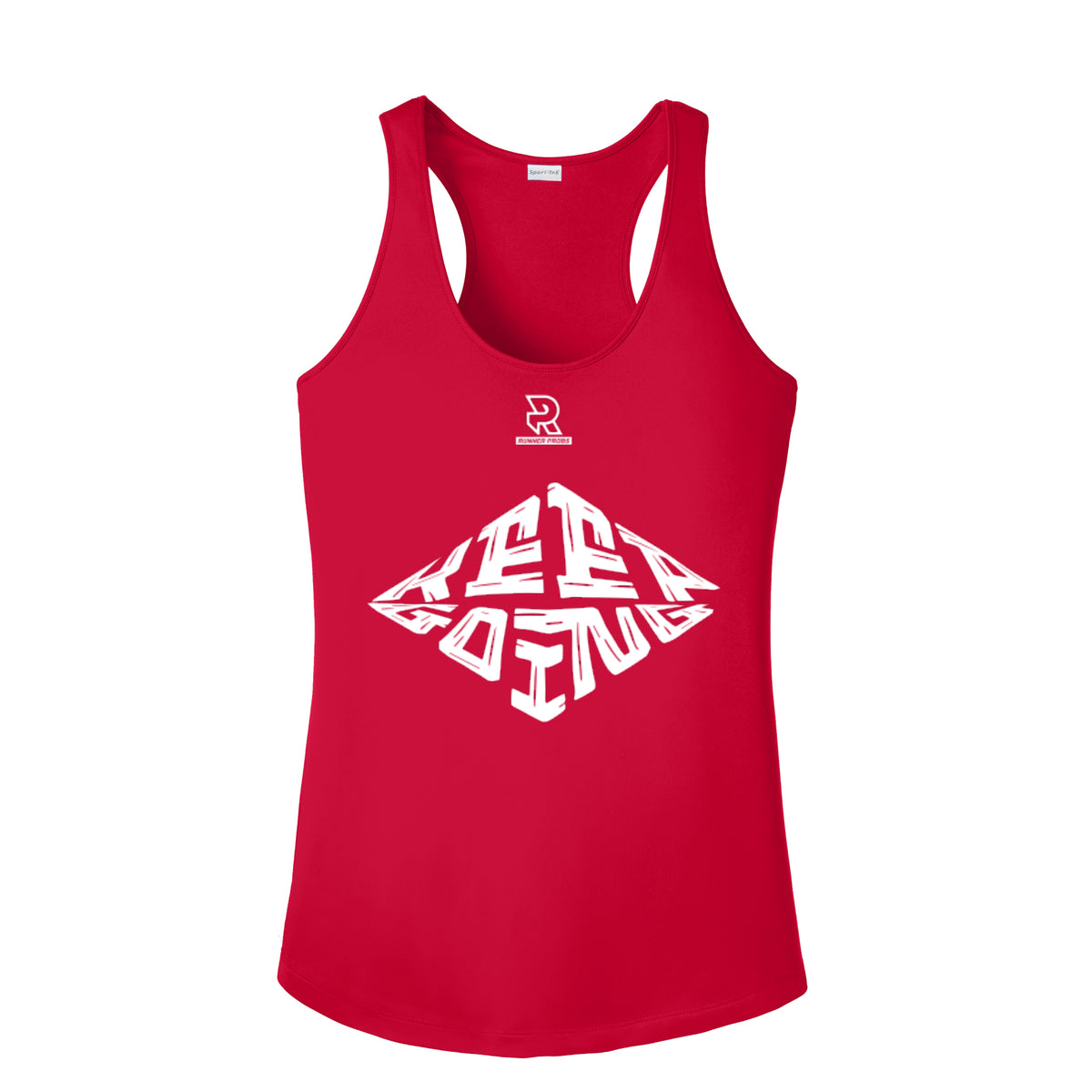 KEEP GOING (White) - Womens Competitor Racerback Tank