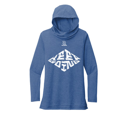 KEEP GOING (White) - Womens Tri-Blend Long Sleeve Hoodie