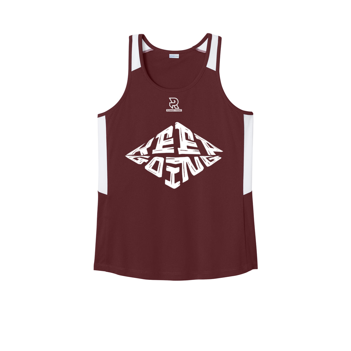 KEEP GOING (White) - Womens Club Track Tank