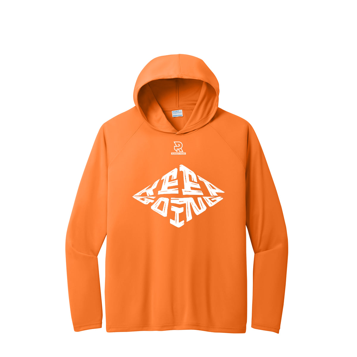 KEEP GOING (White) - Long Sleeve Hooded Performance Tee