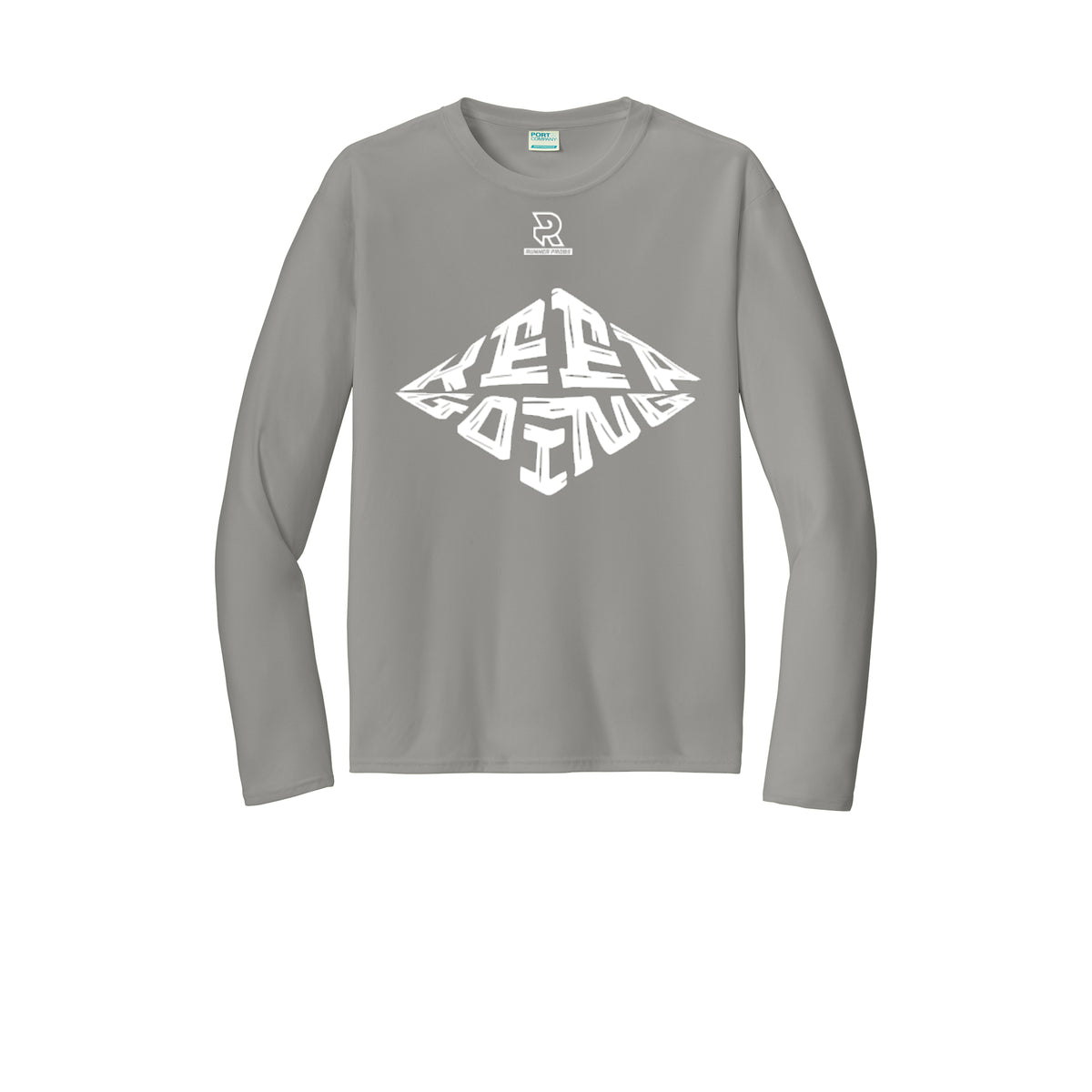 KEEP GOING (White) - Long Sleeve Performance Tee