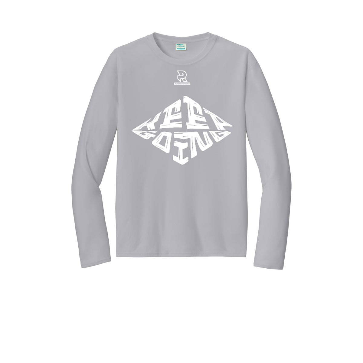 KEEP GOING (White) - Long Sleeve Performance Tee