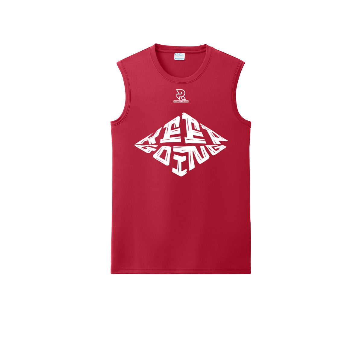 KEEP GOING (White) - Sleeveless Performance Tee