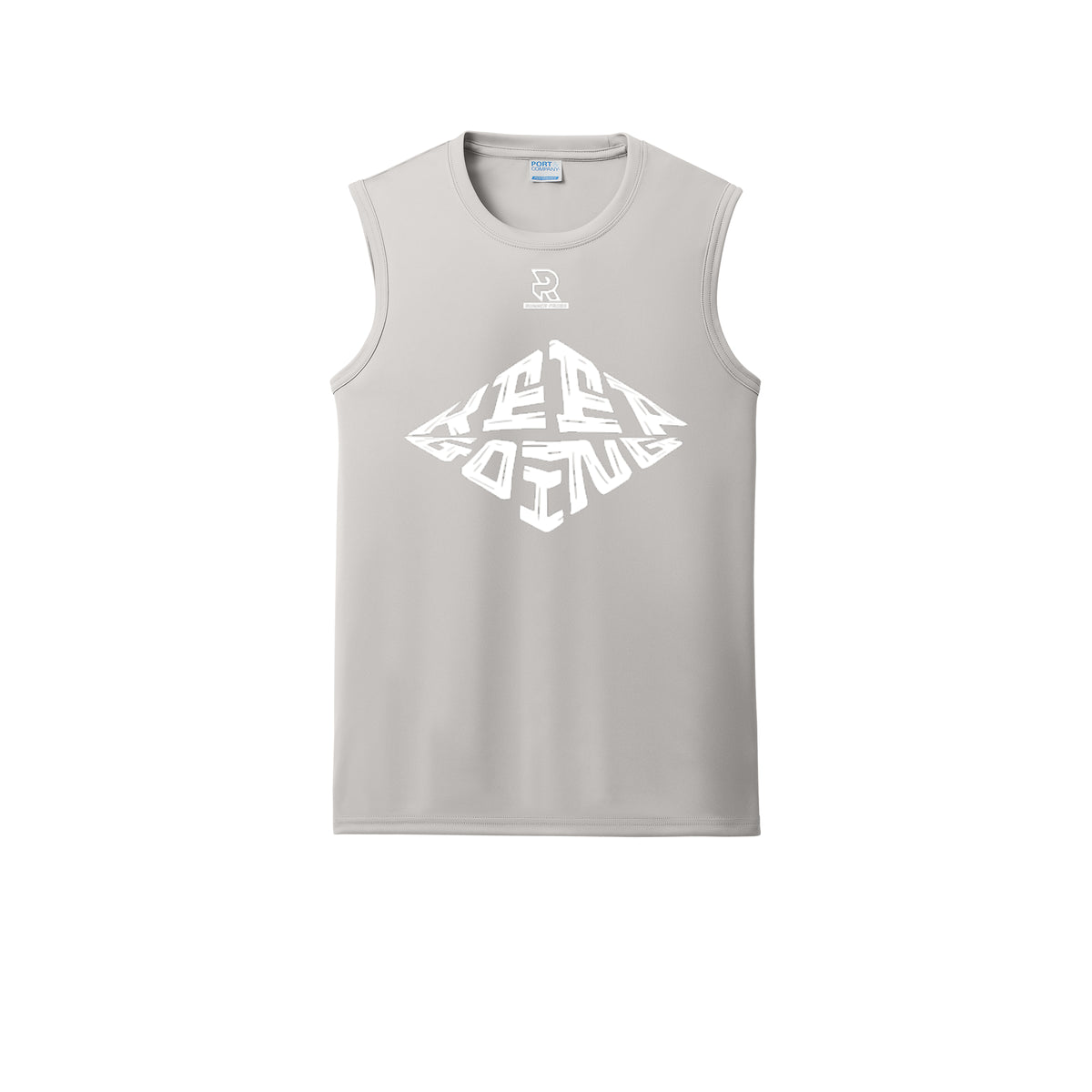 KEEP GOING (White) - Sleeveless Performance Tee