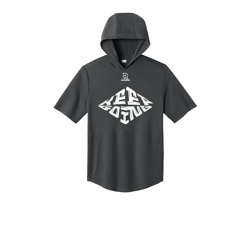 KEEP GOING (White) - Short Sleeve Performance Hoodie