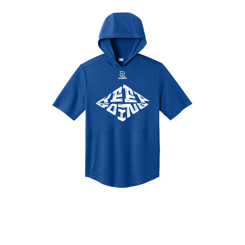 KEEP GOING (White) - Short Sleeve Performance Hoodie