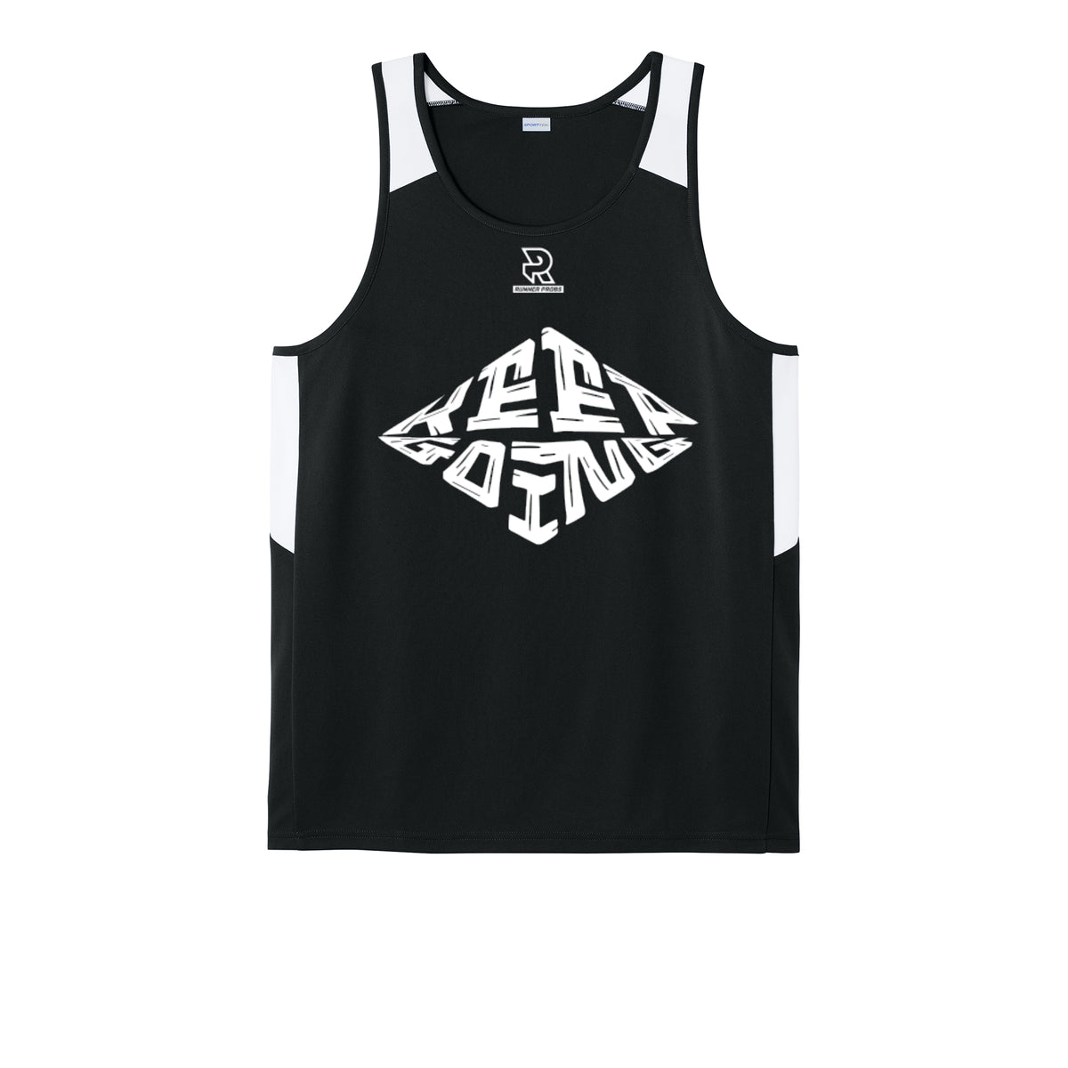 KEEP GOING (White) - Mens Club Track Tank