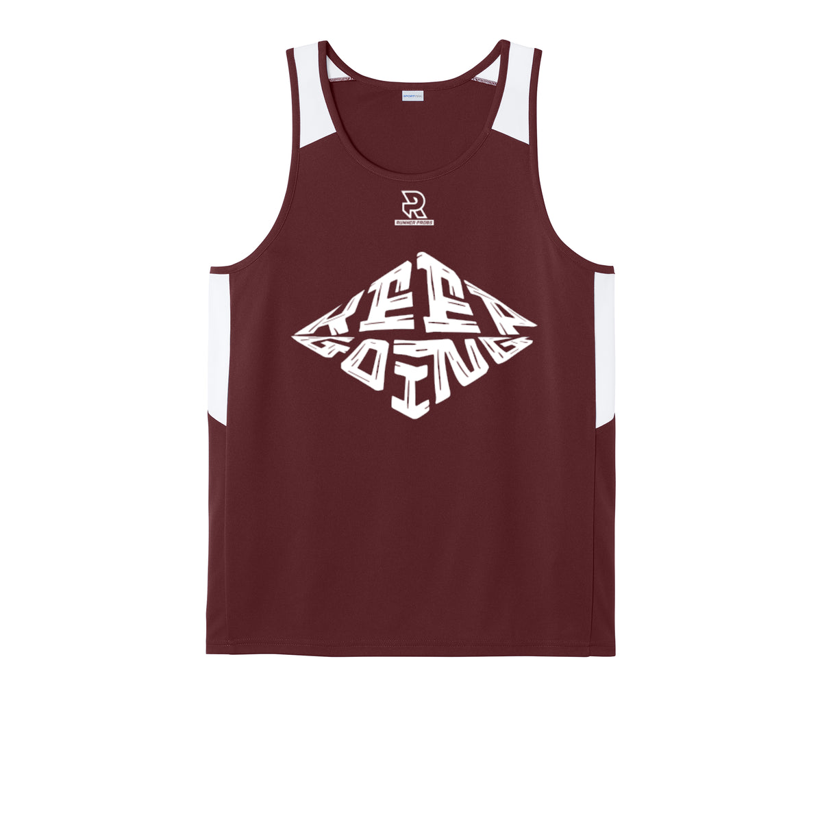 KEEP GOING (White) - Mens Club Track Tank