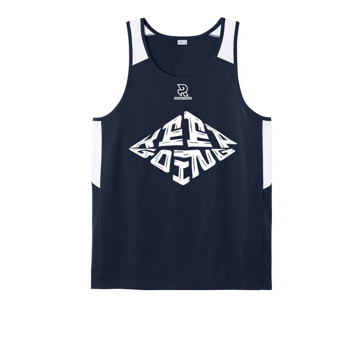 KEEP GOING (White) - Mens Club Track Tank