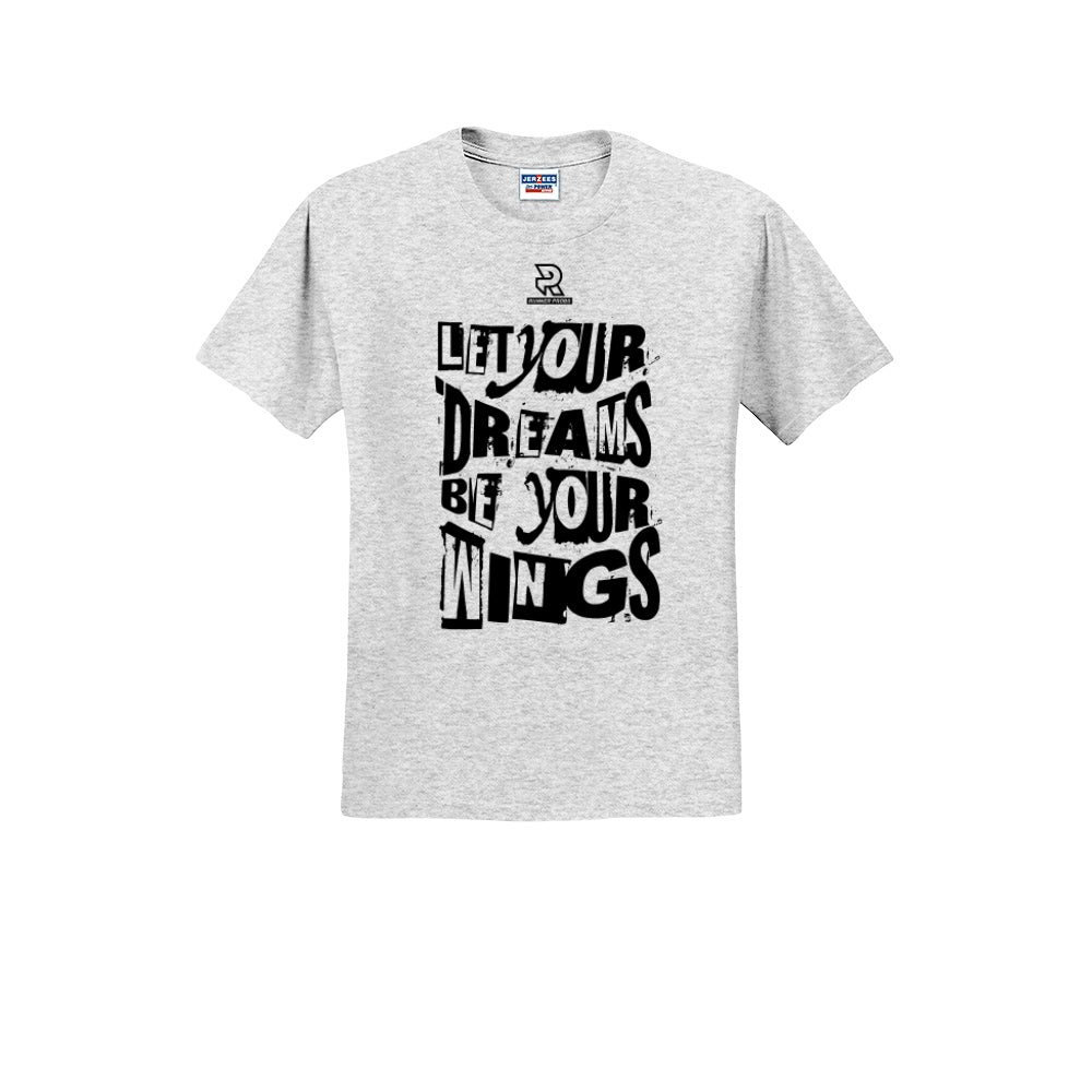 LET YOUR DREAMS BE YOUR WINGS (Black) - Short Sleeve Cotton Tee