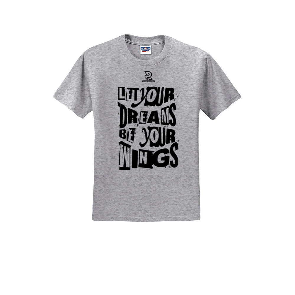 LET YOUR DREAMS BE YOUR WINGS (Black) - Short Sleeve Cotton Tee